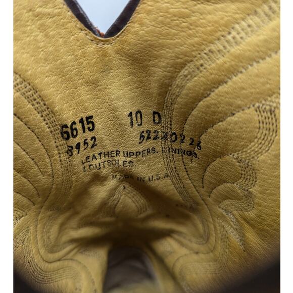 Vintage Brown Leather Cowboy Boots Men's Size 10 D Made in USA - Picture 7 of 9